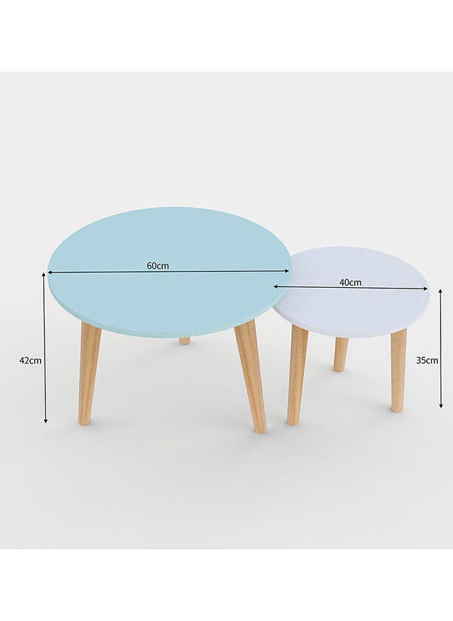 DANUBE HOME Vito Coffee Table Set of 2 Multifunctional Center Table Round Modern Furniture For Living Room White 60x60x42 cm  - Image 3
