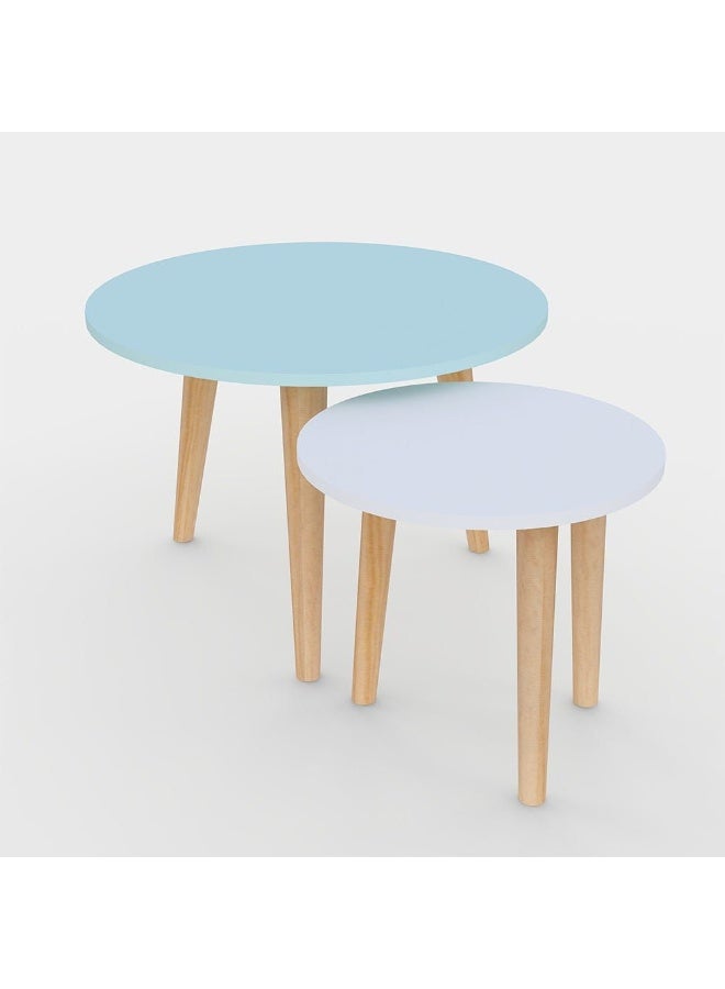 DANUBE HOME Vito Coffee Table Set of 2 Multifunctional Center Table Round Modern Furniture For Living Room White 60x60x42 cm - Image 2