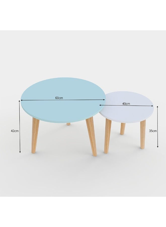 DANUBE HOME Vito Coffee Table Set of 2 Multifunctional Center Table Round Modern Furniture For Living Room White 60x60x42 cm - Image 3
