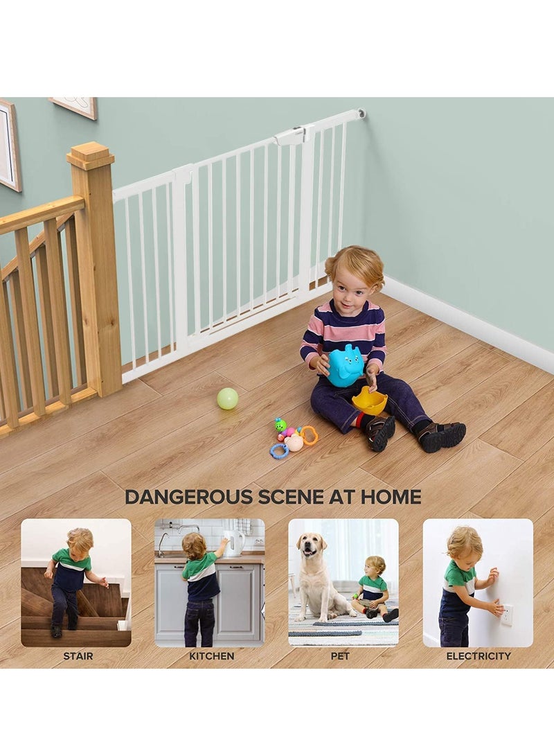 Baby Gate Auto Close Safety Baby Gate Stairs Safety Gate Safety Baby Gate for Stairs Doorways Perfect for Baby Toddlers and Pet Dogs-No Drilling Required (Secure Gate+30CM)  - Image 4