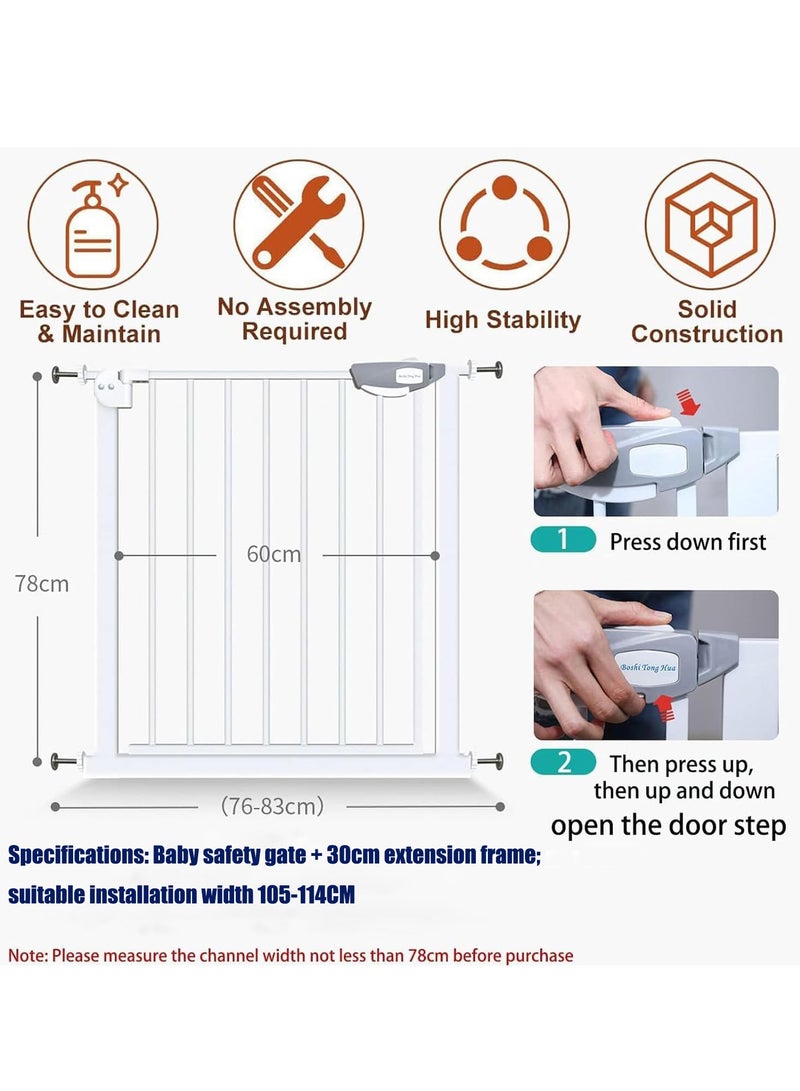 Baby Gate Auto Close Safety Baby Gate Stairs Safety Gate Safety Baby Gate for Stairs Doorways Perfect for Baby Toddlers and Pet Dogs-No Drilling Required (Secure Gate+30CM)  - Image 3