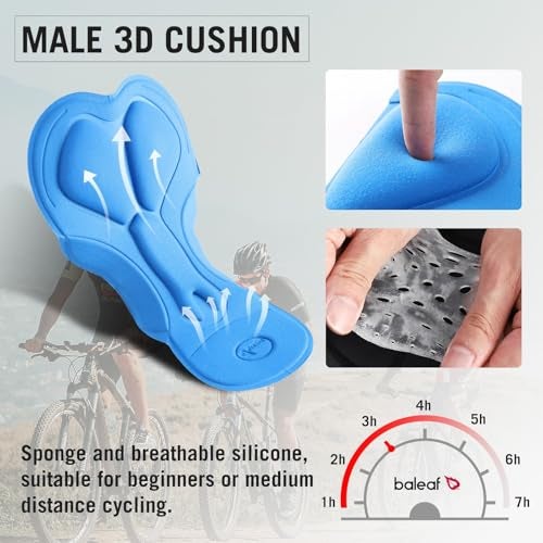 baleaf Men's 3D Padded Bike Shorts Cycling Underwear MTB Liner Road Biking Bicycle Clothes Blue S - Image 5
