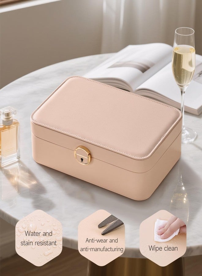 CASEGRACE 2-Layer Jewelry Box with Removable Tray, Portable Jewelry Organizer for Earrings Necklaces Rings, Gift for Women Girls on Birthday Valentine's Day (Amber powder) - Image 4