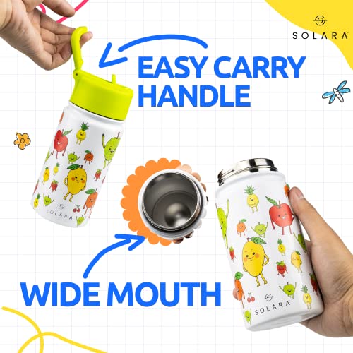 SOLARA Amazi Kids Insulated Water Bottle for Kids 450ml, Kids Water Bottle, Sipper Bottle for Kids, Thermosteel Kids Bottles, Stainless Steel Water Bottles for Kids, Straw Bottle for Kids, Fruit - Image 4