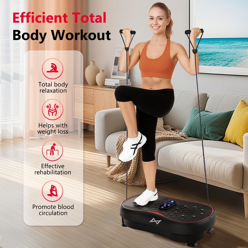 AXV Vibration Plate Fitness Platform Exercise Machine Vibrating Shaking Full Body Shaker Workout Vibrate Stand Shake Board Sport Gym for Weight Loss Fat Burner for Women Men - Image 3