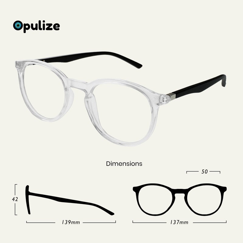 OPULIZE MET Blue Light Blocking Reading Glasses for Women Men - Slim Round Frame - Improve Sleep - Computer Gaming - Anti Glare - Spring Hinges - Clear +1.50 - Image 2