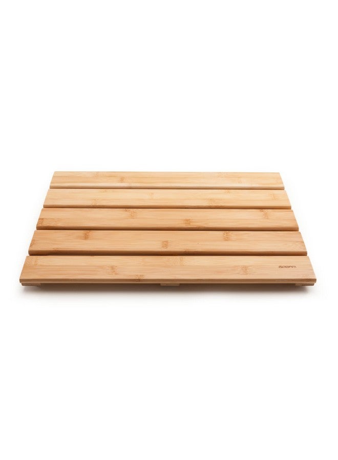GOBAM Natural Bamboo Bath Mat - Non-Slip Shower & Bathtub Mat, Easy Clean Indoor & Outdoor Floor Mat for Spa, Sauna, Pool - Small 19.7 x 13 inches - Image 1