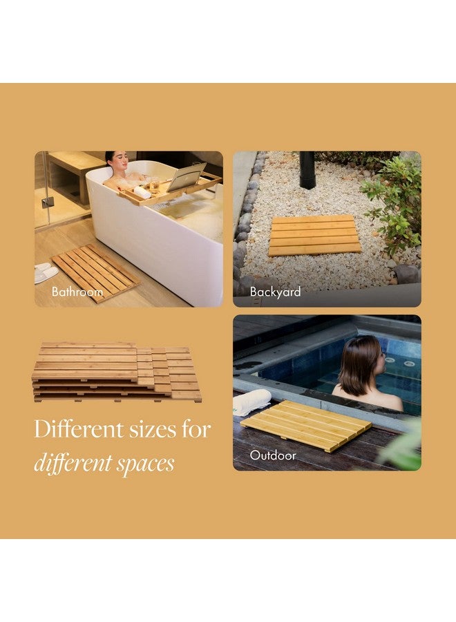 GOBAM Natural Bamboo Bath Mat - Non-Slip Shower & Bathtub Mat, Easy Clean Indoor & Outdoor Floor Mat for Spa, Sauna, Pool - Small 19.7 x 13 inches - Image 3