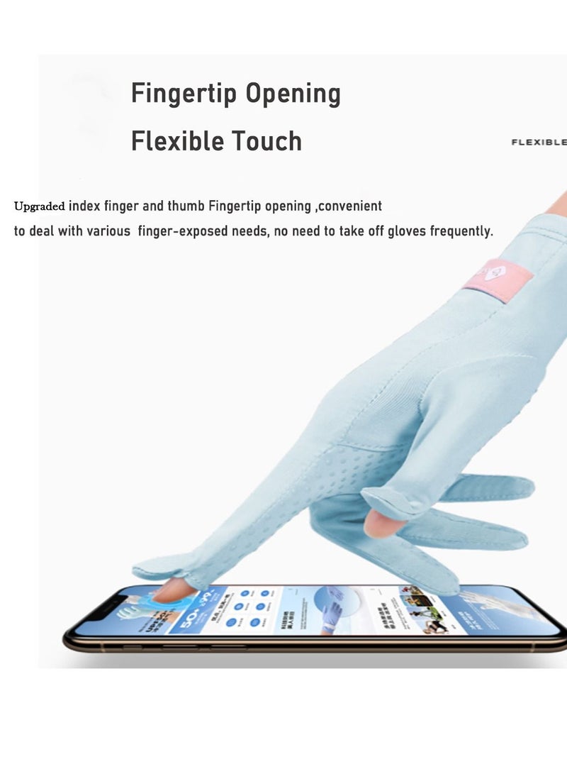 Golovejoy 1Pair Short Anti-slip Fashionable Sun Screen Gloves UPF50+UV Dust Sun Protection Summer Gloves for Driving Riding outdoor activites (Black/Purple) - Image 2