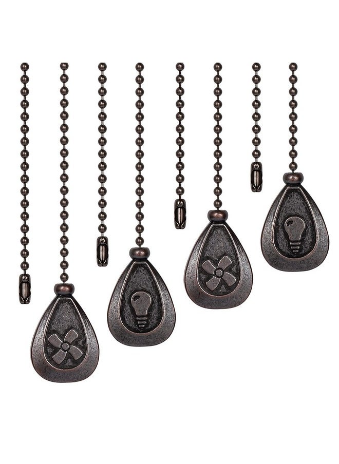 BEATURE Ceiling Fan Pull Chains - 4 Pieces Bronze Extension Fan, Lighting, Fan, Lamp Pull Chain Decorative Extender Ornament 12 Inch in Length, with 3 mm Diameter Beaded Ball Fan Chain Connector(Black Copper)  - Image 1
