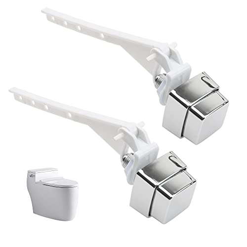 Rrina 2Pcs Push Button Toilet Flush Lever Handle, Universal Side Mount Toilet Trip Lever Tank Flush Lever - Image 1