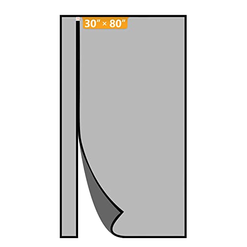 Yotache Reversible Left Right Side Opening Magnetic Screen Door Fits Door Size 30 x 80, Narrow Durable Polyester Mesh Curtain, Actual Screen Size 32" x 81" Black - Image 1