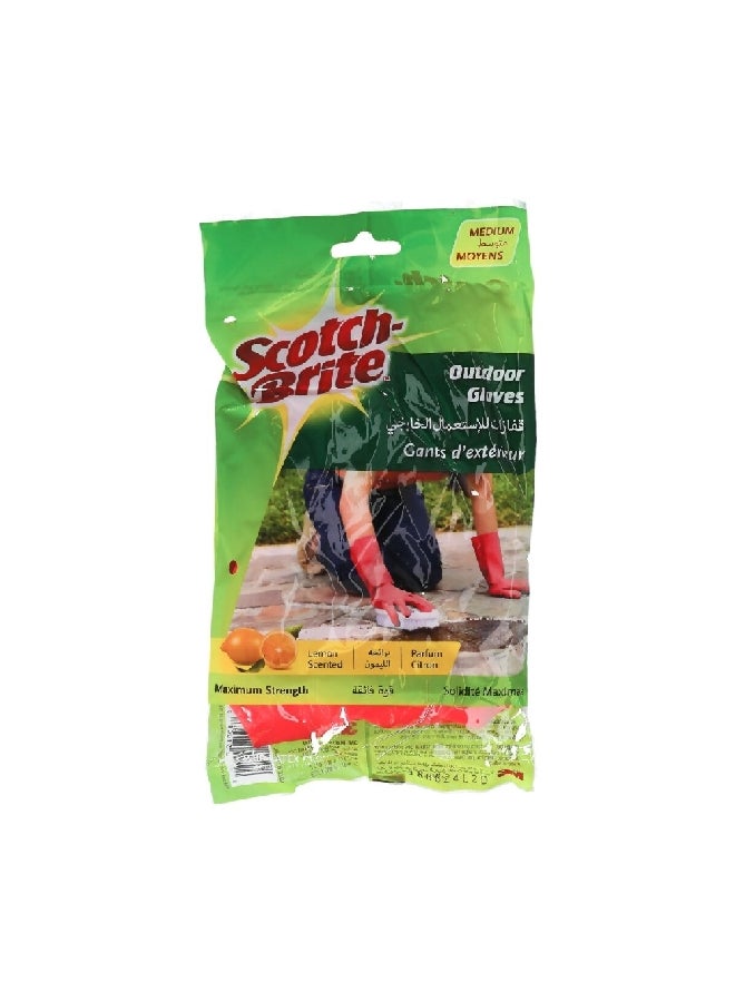 Scotch  Lemon Scented Maximum Strength Extra Strong and Heavy-Duty Gloves Red Medium XN001002973  - Image 1