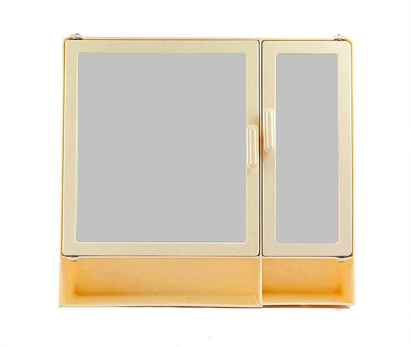 Epraiser ABS Unbreakable ZBF 109 Bathroom Double Mirror and Door Cabinet with Storage ChestShelves and Extra Plastic Wall Shelf 17X4X16 Ivory