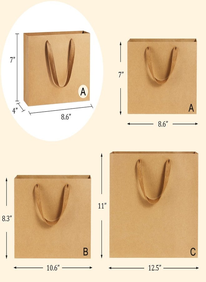 BagDream 8.6x4x7 25Pcs Brown Kraft Paper Bags with Handles, Heavy Duty Small Gift Bags for Party Favor, Retail, Merchandise, Soft Cloth Handle Sturdy Paper Sacks - Image 2