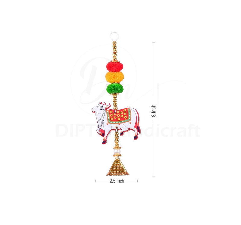 DIPTI HANDICRAFT DIPTI HANDICRAFT Handmade Wall Decor Lotus with Cow Style Hanging for Home DecorDiwali DecorWedding and All Festival Decor Handmade Lotus with Cow Jhumki MDF Floral Wall Hangings Temple 10 PCS  - Image 4