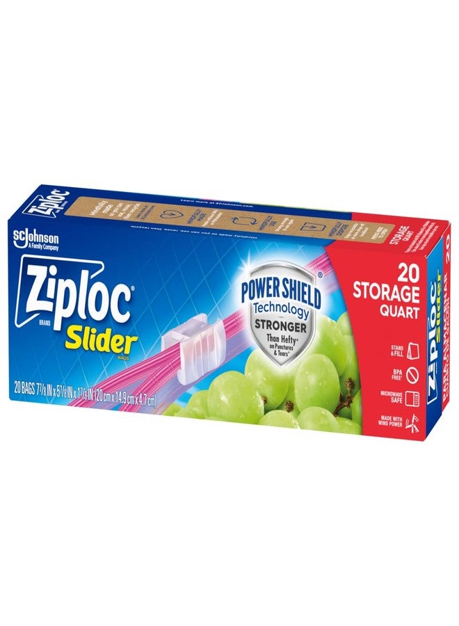 Ziploc Quart Food Storage Slider Bags, Power Shield Technology for More Durability, 20 Count - Image 1