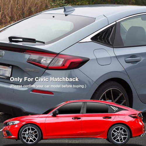 CKE for 11th Gen Civic Hatchback Compatible with Honda Civic 2025 2024 2023 2022 Accessories Sport Car Exterior Rear Side Window Louvers Air Vent Scoop Shades Cover Blinds -Carbon Fiber Style - Image 2