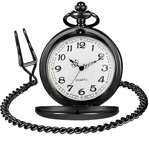 LYMFHCH Classic Smooth Vintage Quartz Pocket Watch, Arabic Numerals Scale Mens Watch with Chain Christmas Graduation Birthday Gifts Fathers Day - Image 5