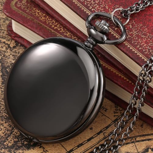LYMFHCH Classic Smooth Vintage Quartz Pocket Watch, Arabic Numerals Scale Mens Watch with Chain Christmas Graduation Birthday Gifts Fathers Day - Image 2
