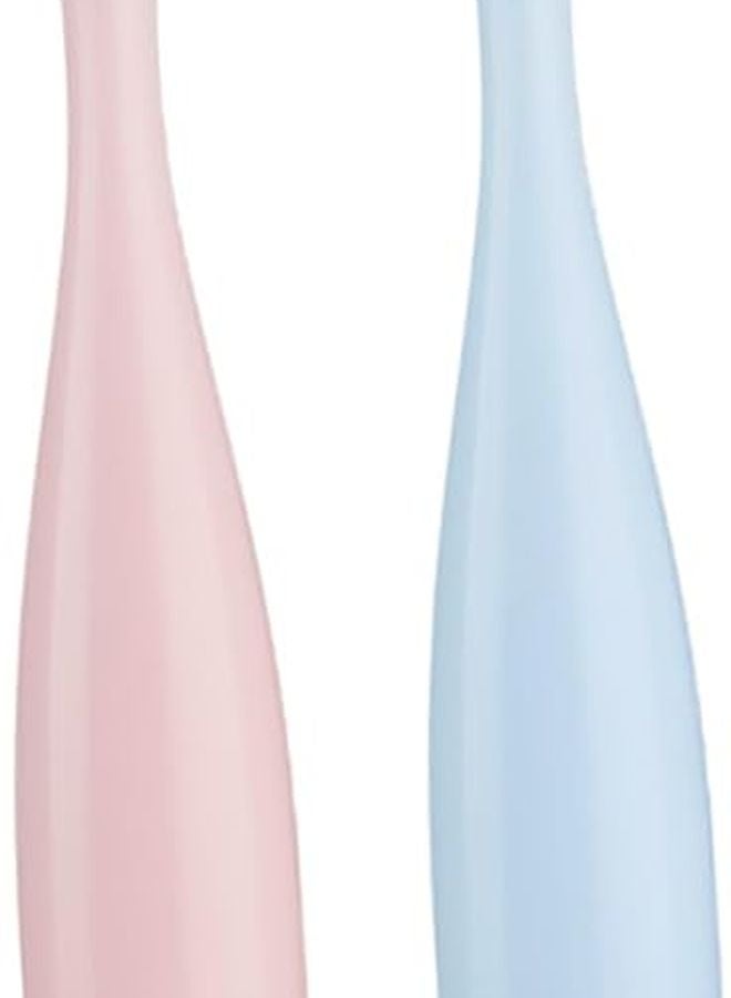 Soft Bristle Toothbrush Set For Kids 2 Pack Blue And Pink Travel Safe - Image 2