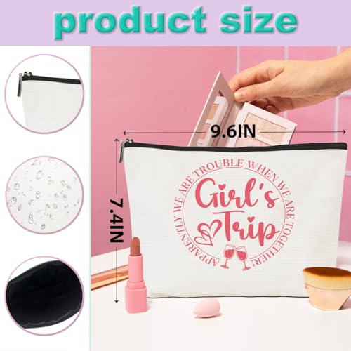 CQM 6Pcs Girls Trip Gifts Girls Weekend Makeup Bag Girls Trip 2026 Gifts Favors Summer Gifts Cosmetic Bag Toiletry Bag Zipper Pouch Weekender Bags for Women Girl Friendship Bachelorette Party Birthday - Image 3