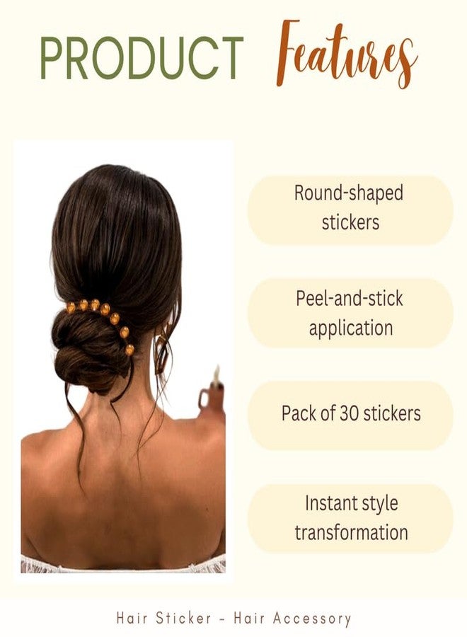 Ansh Hair Stickers - 30 Piece Pack for Stylish DIY Hair Accessories-2774, Golden - Image 2