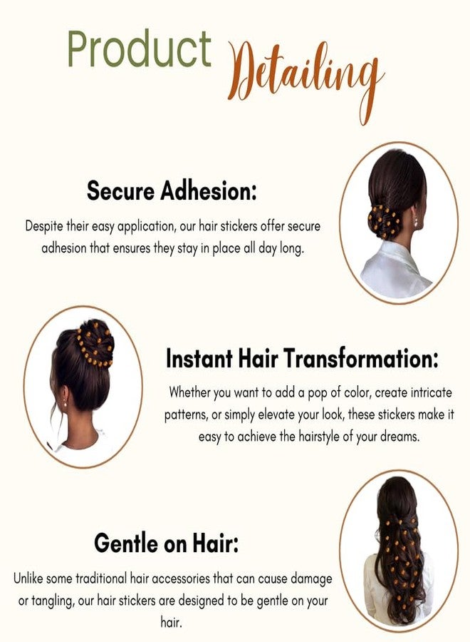 Ansh Hair Stickers - 30 Piece Pack for Stylish DIY Hair Accessories-2774, Golden - Image 3