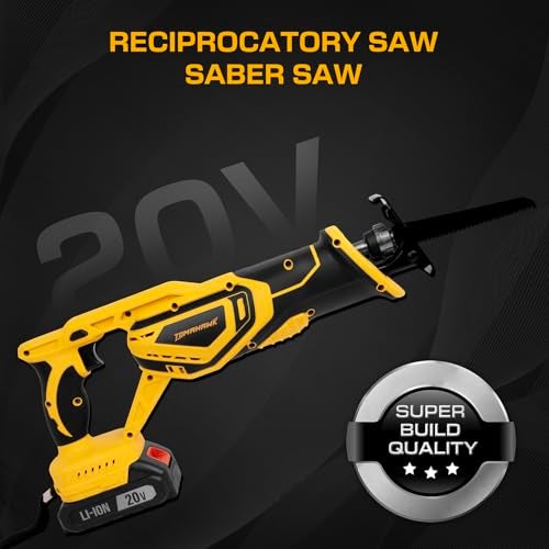 Tomahawk REC-5230 20V Brushless Reciprocating Saw/Saber Saw with 2.0Ah x2 Battery, Tool Free Blade Change, 3000 SPM, 18mm Stroke, Multi-Material Cutting Wood Steel Aluminium - Image 2