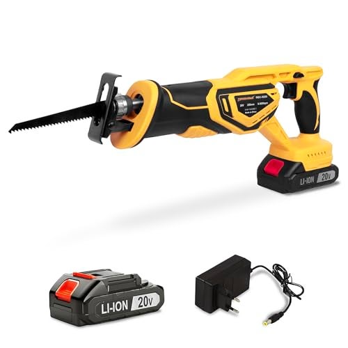 Tomahawk REC-5230 20V Brushless Reciprocating Saw/Saber Saw with 2.0Ah x2 Battery, Tool Free Blade Change, 3000 SPM, 18mm Stroke, Multi-Material Cutting Wood Steel Aluminium - Image 1