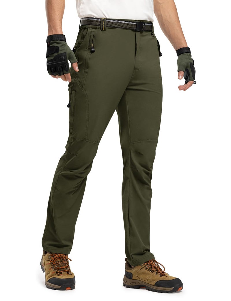 TBMPOY Men's Lightweight Hiking Pants Quick Dry Hiking Mountain Fishing Cargo Outdoor Pants Thin ArmyGreen L - Image 3