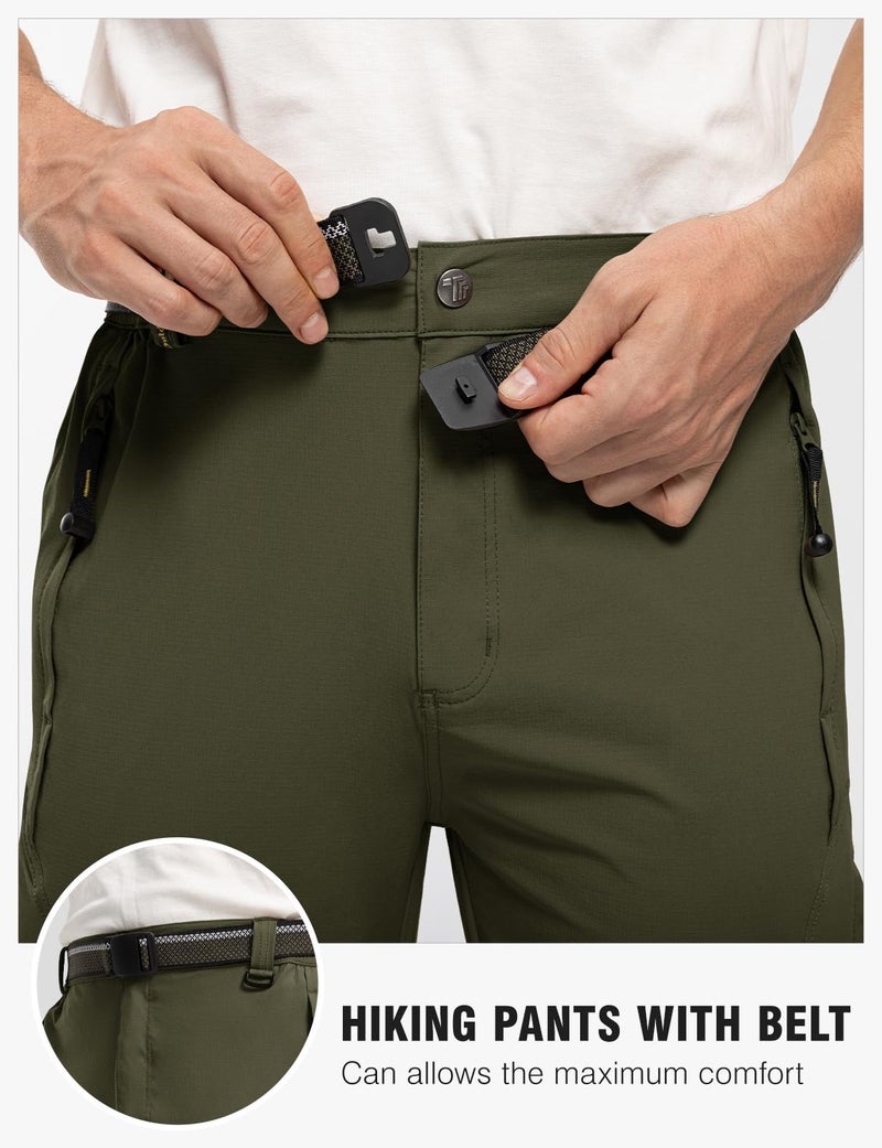 TBMPOY Men's Lightweight Hiking Pants Quick Dry Hiking Mountain Fishing Cargo Outdoor Pants Thin ArmyGreen L - Image 5
