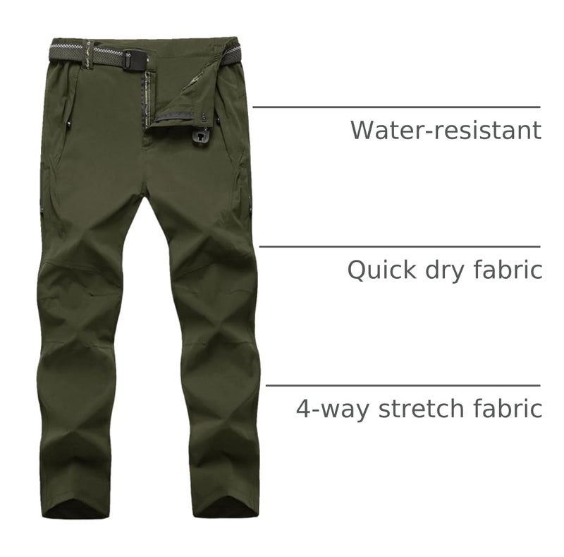 TBMPOY Men's Lightweight Hiking Pants Quick Dry Hiking Mountain Fishing Cargo Outdoor Pants Thin ArmyGreen L - Image 4