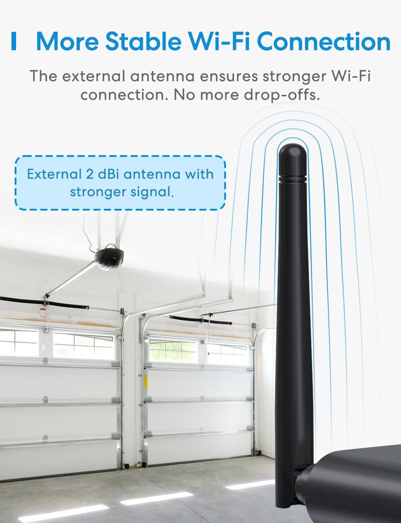 meross Smart Garage Door Opener Remote with External Antenna, Up to 3 Single Doors, Compatible with Apple HomeKit, Amazon Alexa, Google Assistant, SmartThings, App Control, No Hub Needed - Image 2