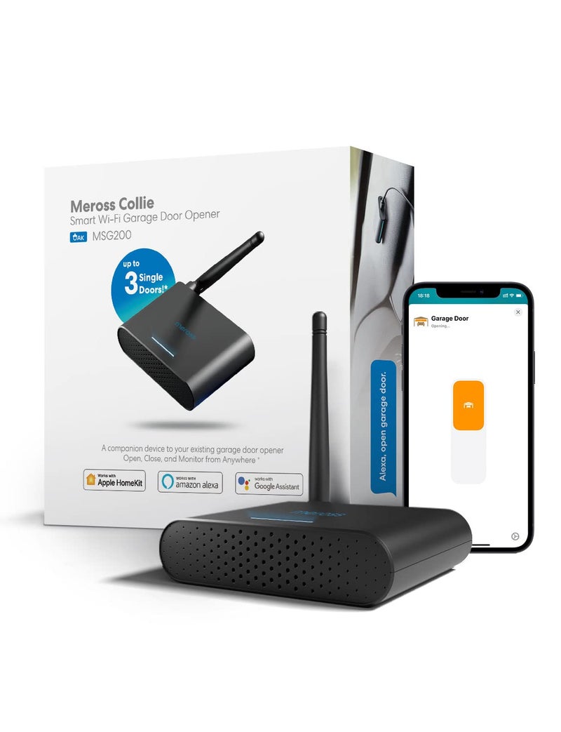meross Smart Garage Door Opener Remote with External Antenna, Up to 3 Single Doors, Compatible with Apple HomeKit, Amazon Alexa, Google Assistant, SmartThings, App Control, No Hub Needed - Image 1