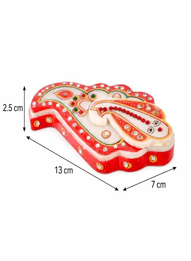 Craftam Marble Finish Roli Chawal Chopra Box Kumkum Haldi Rice Holder for Puja, Tilak and Raksha Bandhan - Image 2