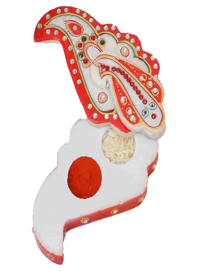 Craftam Marble Finish Roli Chawal Chopra Box Kumkum Haldi Rice Holder for Puja, Tilak and Raksha Bandhan - Image 3