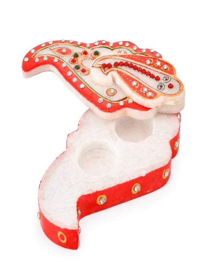 Craftam Marble Finish Roli Chawal Chopra Box Kumkum Haldi Rice Holder for Puja, Tilak and Raksha Bandhan - Image 5