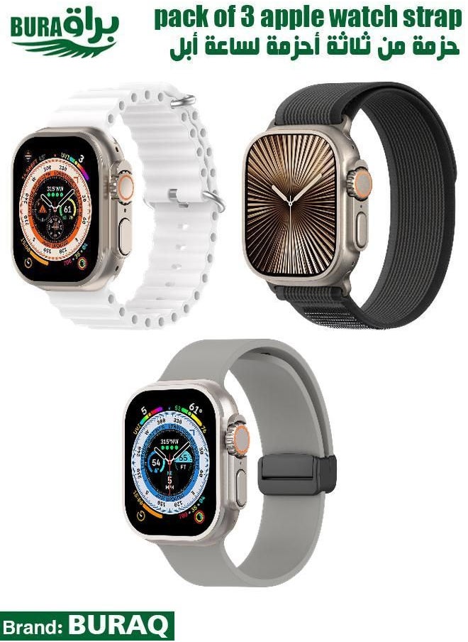 BURAQ - Apple Watch Band Strap For Apple Watch Ultra 2/Ultra 49mm, Series 10 46mm, 9/8/7 45mm, SE2/SE/6/5/4 44mm, 3/2/1 42mm - Image 1