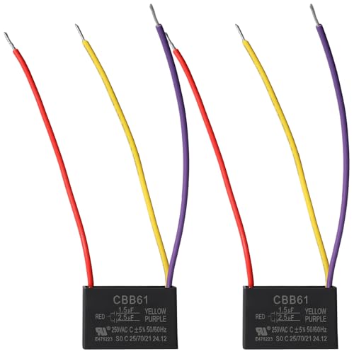 Podoy CBB61 Ceiling Fan Capacitor 𝟏.𝟓𝐮𝐟+𝟐.𝟓𝐮𝐟 Compatible with New TECH 1.5uf 2.5uf 250V AC 3 Wire 2 Pack - Image 1