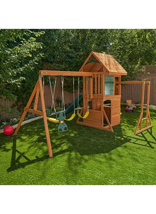 KidKraft Kidkraft Ridgeview Deluxe Clubhouse Wooden Swing Set/Playset  - Image 3