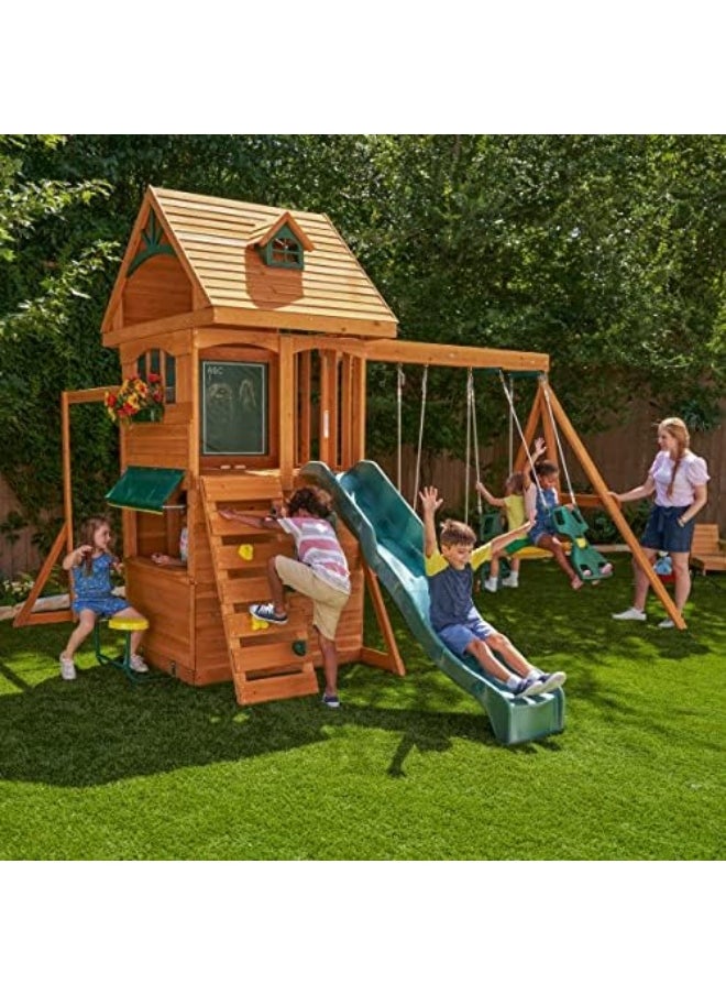 KidKraft Kidkraft Ridgeview Deluxe Clubhouse Wooden Swing Set/Playset  - Image 2