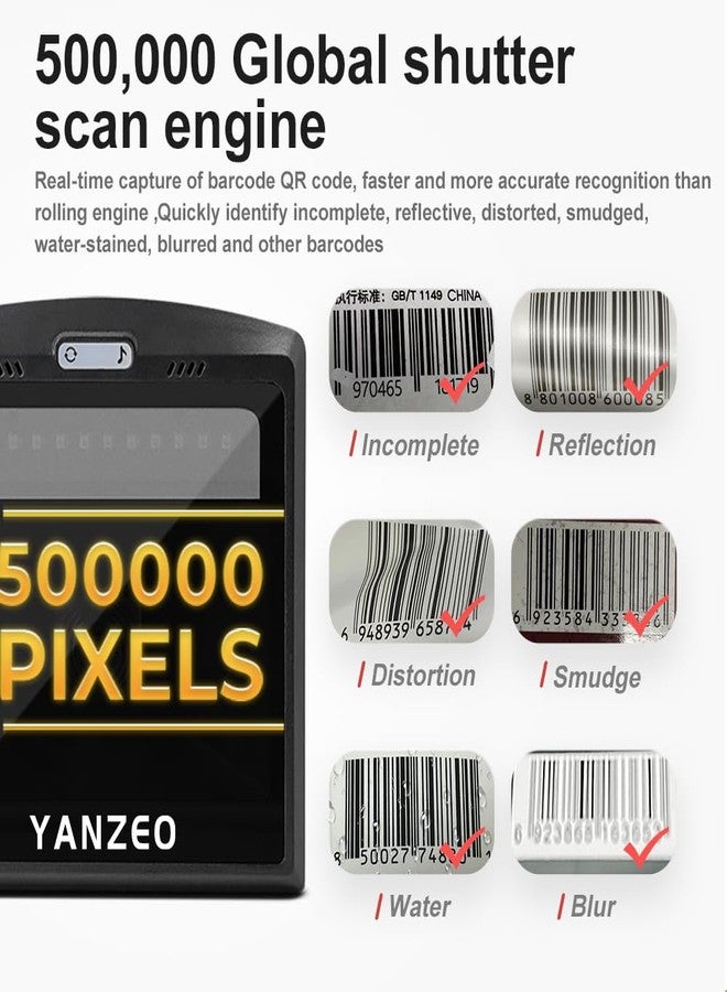 Yanzeo Desktop Barcode Scanner Automatic High Speed Omnidirectional Hands-Free 1D/2D QR Platform Scanner - Image 5
