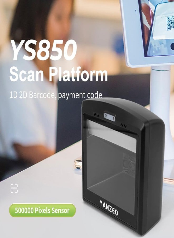 Yanzeo Desktop Barcode Scanner Automatic High Speed Omnidirectional Hands-Free 1D/2D QR Platform Scanner - Image 2