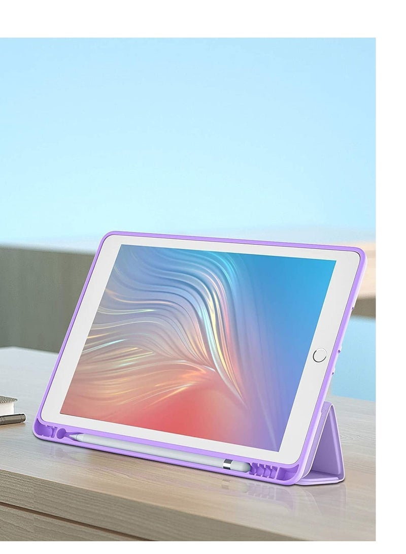 حافظة iPad من الجيل التاسع/الثامن/السابع (2021/2020/2019) حافظة iPad مقاس 10.2 بوصة مع حامل قلم 【وضع السكون/التنشيط】 أغطية حماية ذكية بحامل مغناطيسي خلفي ناعم من مادة TPU (أرجواني) - Image 5