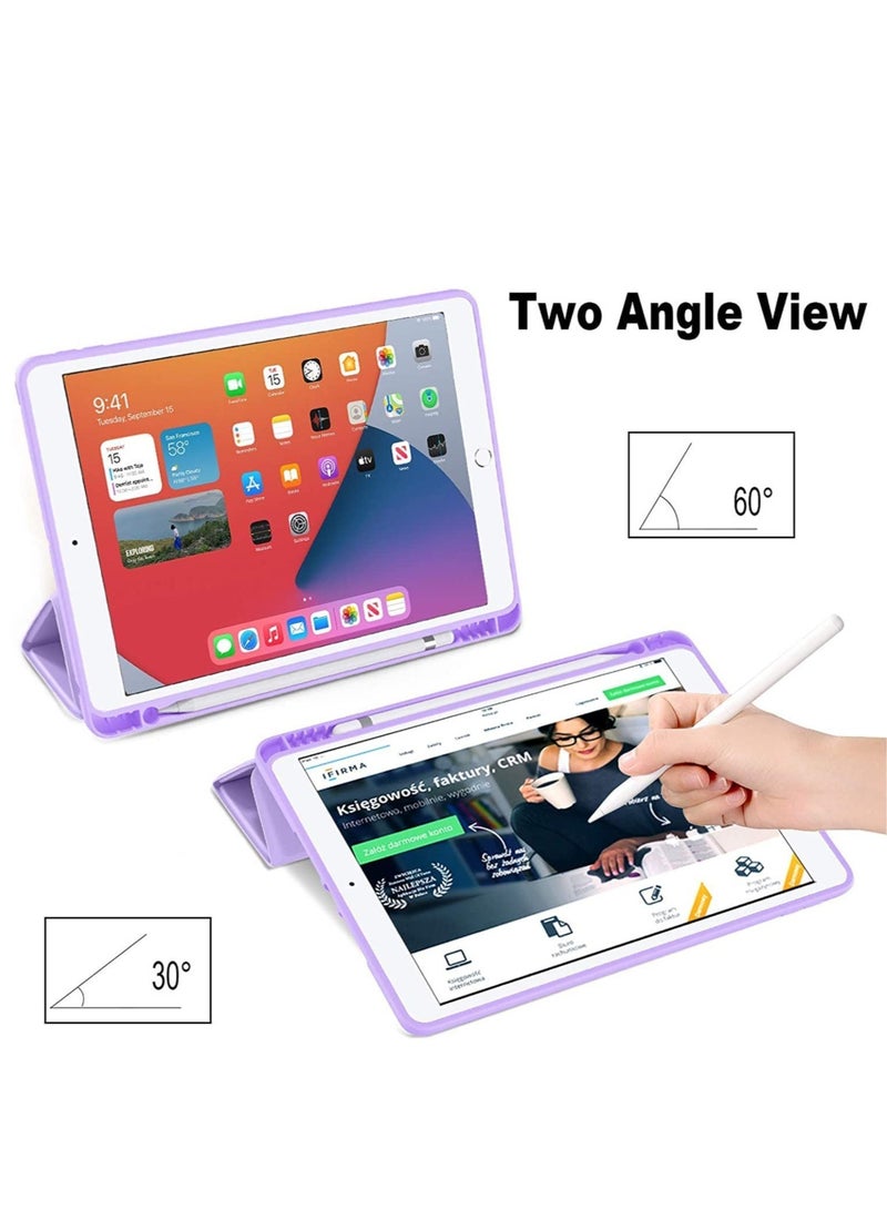 حافظة iPad من الجيل التاسع/الثامن/السابع (2021/2020/2019) حافظة iPad مقاس 10.2 بوصة مع حامل قلم 【وضع السكون/التنشيط】 أغطية حماية ذكية بحامل مغناطيسي خلفي ناعم من مادة TPU (أرجواني) - Image 4