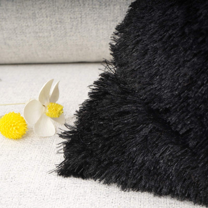 YOUR SMILE Pack of 2, Decorative New Luxury Series Merino Style Fur Throw Pillow Case Cushion Cover 18" x 18"(Black) - Image 5