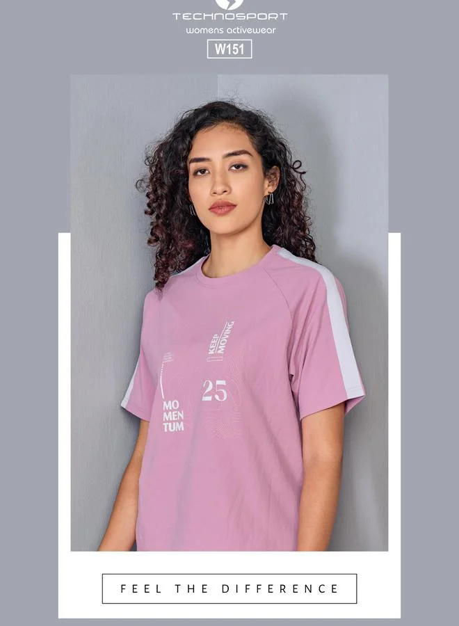 Technosport Technosport Women Printed Relaxed Fit Round Neck T-Shirt