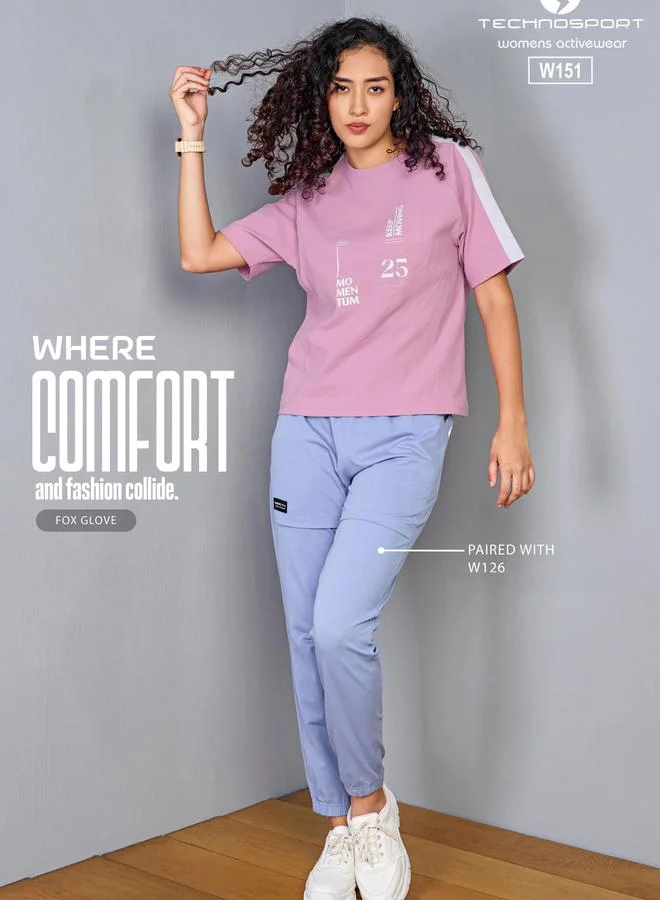 Technosport Technosport Women Printed Relaxed Fit Round Neck T-Shirt