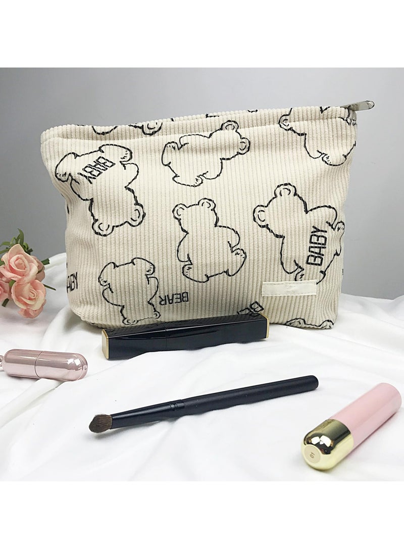 SYOSI Cute Bear Travel Cosmetic Bag for Women, Small Zipper Makeup Pouch, Convenient Handbag Storage for Skincare and Makeup Products - Image 5